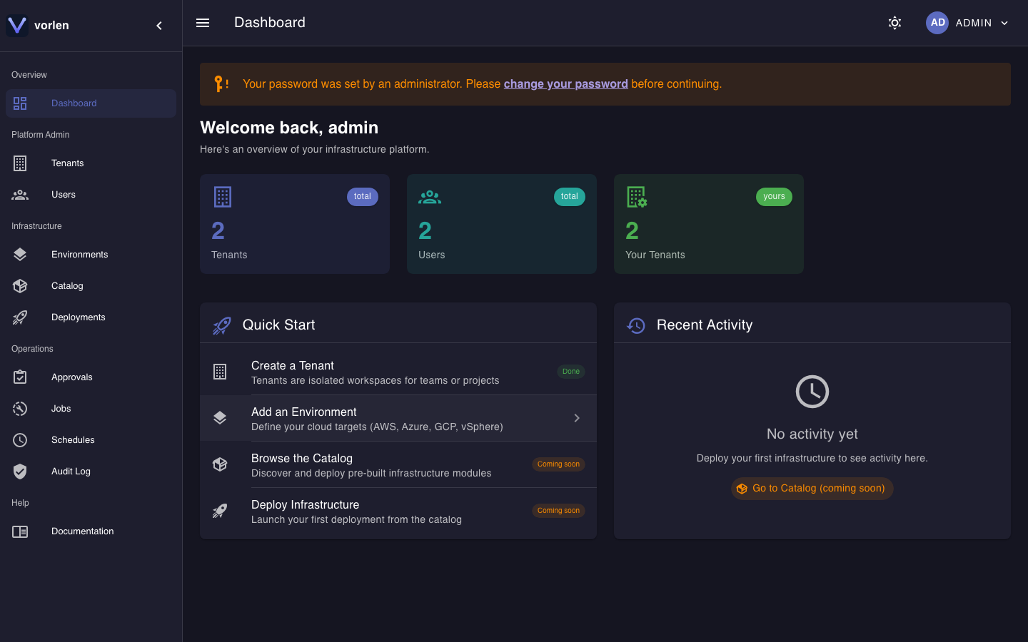 Vorlen dashboard